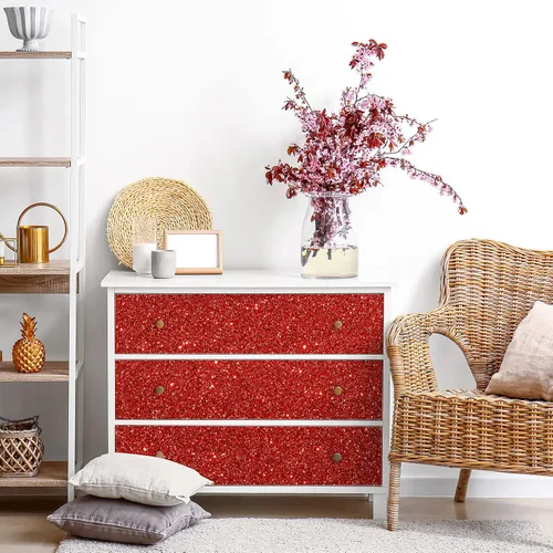 Miniatura 5 de CRE8TIVE Cenefa de Papel Tapiz Rojo con Purpurina de Despegar y Pegar Cenefa de Pared de Tela Brillante con Purpurina Calcomanías de Cenefas
