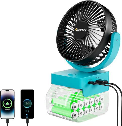 Miniatura 8 de Rozlchar Ventilador inalámbrico portátil compatible con batería DeWALT de 18 V 20 V, funciona para DCB182 DCB183 DCB204 DCB206, ventilador