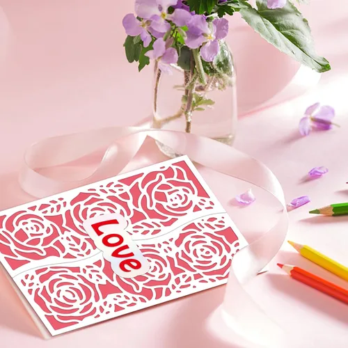 Miniatura 5 de INFUNLY 13 Piezas Troqueles en Forma de Tarjeta 3D para Hacer Tarjetas Tarjeta de Invitación Fondo Troqueles de Corte Flor Metal Palabra Troquel
