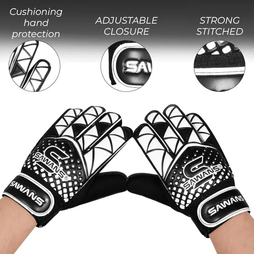 Miniatura 3 de SAWANS Guantes de portero de fútbol para niños, niños y jóvenes, guantes de entrenamiento de portero, protección de muñeca, palmas para adultos