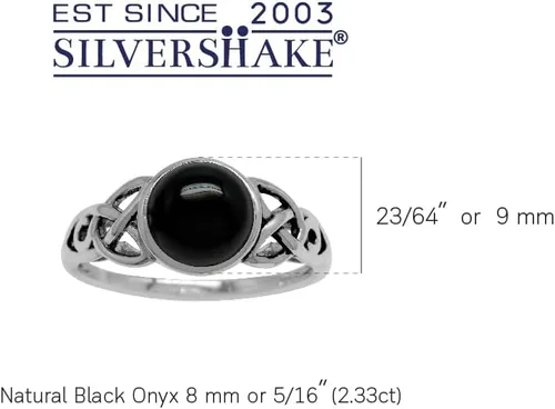 Miniatura 3 de Silvershake Anillo solitario de plata de ley 925 chapada en oro amarillo de 0.315 in con piedras preciosas de forma redonda con nudo celta triquetra