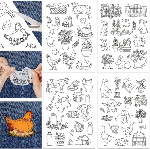 Miniatura 9 de GLOBLELAND Estabilizador soluble en agua de dibujos animados, 4 hojas de dibujos animados, estabilizador de costura a mano, patrones de bordado
