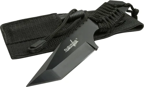 Miniatura 4 de Cuchillo de supervivencia Survivor Series HK-106320 con hoja tanto fija y mango envuelto en cuerda, total de 7 pulgadas, negro
