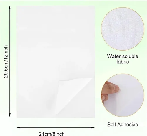 Miniatura 3 de Estabilizador de bordado soluble en agua pegajoso estabilizador de papel, 6 piezas, plantilla de palo y puntada, patrones de bordado, permitido