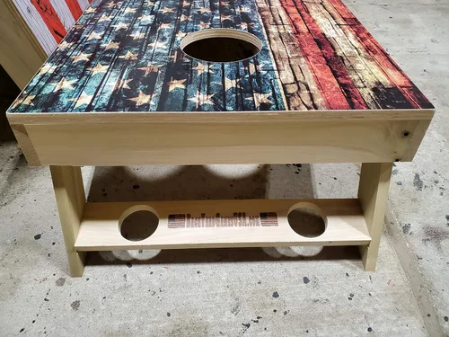 Miniatura 2 de Serie American Flag – Tablas de cornhole prémium con portavasos y un asa, incluye 2 tablas de cornhole regulables de 4 x 2 pies con madera Bandera