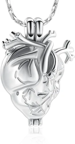 Miniatura 38 de Imrsanl Collar con colgante de joyería de cremación para cenizas – Collar anatómico de urna de corazón para cenizas – Medallones conmemorativos