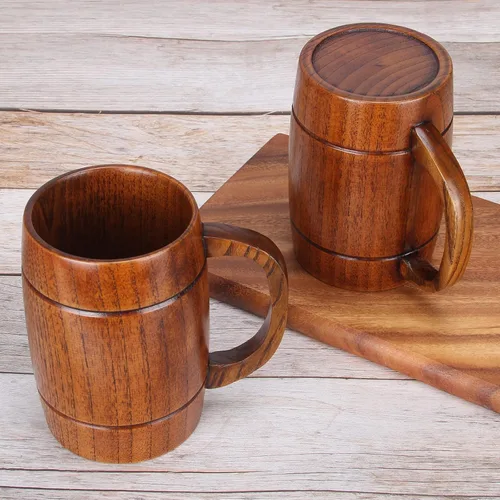 Miniatura 5 de Taza grande de cerveza de madera de 18 onzas, regalo para hombres y mujeres, taza vikinga vintage grande, rústica y fresca, jarra, hecha a mano