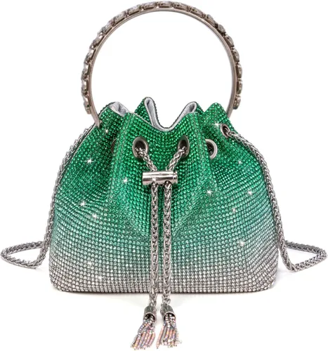 Miniatura 9 de Bolso de mano con cristales brillantes y diamantes de imitación para mujer, bolso de noche con brillo, bandolera para fiesta de boda, graduación