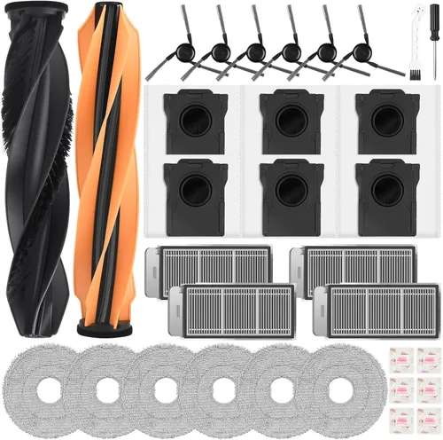 Miniatura 14 de Kit de repuesto para aspiradora robot Mova E40 Ultra, 2 cepillos principales, 4 filtros, 6 almohadillas de fregona y bolsas de polvo, tabletas