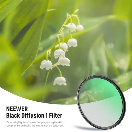 Miniatura 2 de NEEWER Difusión negra de 3.031 in, 1 filtro, filtro de efecto cinematográfico de ensueño, ultra delgado, repelente al agua, resistente a
