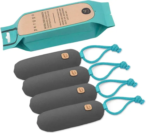 PURGGO Bolsa purificadora de aire de carbón de bambú, dura más de 365 días, desodorante para zapatos, eliminador de olores, sin productos químicos,