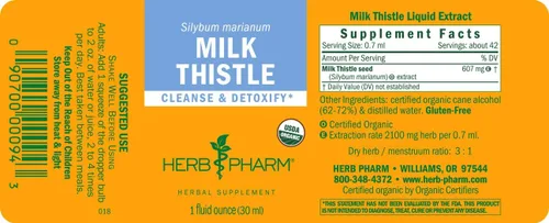 Miniatura 11 de Herb Pharm Extracto líquido de cardo mariano: Extracto orgánico de Silybum marianum Soporte de función hepática saludable, limpieza
