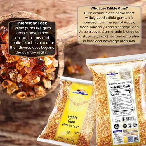 Miniatura 5 de Rani - Goma de mascar comestible entera (goma arábica) 3.5 onzas (3.53 oz) ~ Todo natural, sin sal Vegano Sin colores Apto para gluten Sin