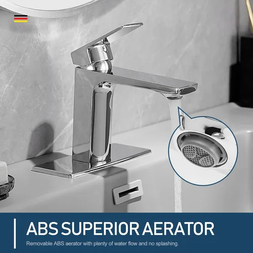 Miniatura 2 de GENBONS Grifos de baño cromados de 1 agujero de una sola manija grifo de lavabo de baño con drenaje emergente y líneas de suministro de grifo, grifo