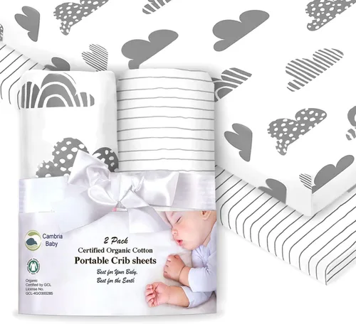 Miniatura 16 de Sábanas bajeras 100% de algodón orgánico para Graco Pack n Play, Babyletto, Pamo Babe, Hiccapop, Dream on Me, Evenflo, Baby Trend, Hygge Hush