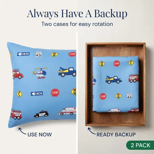 Miniatura 6 de Paquete de 2 fundas de almohada de viaje para niños pequeños - 100% microfibra suave, transpirable e hipoalergénica - 14" por 20" fundas de almohada