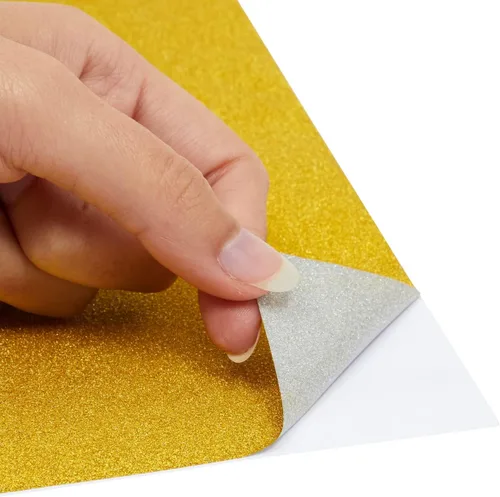 Miniatura 3 de Bright Creations Rollo de papel dorado para póster, rollo de papel adhesivo para manualidades y álbumes de recortes, hojas de purpurina dorada