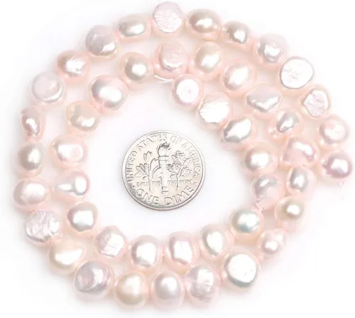 Miniatura 3 de Cuentas de perlas cultivadas de agua dulce para hacer joyas, piedras preciosas semipreciosas de 0.276-0.315 in de forma libre, rosa, 15 pulgadas