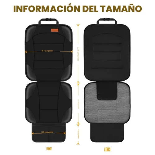 Miniatura 2 de Siivton Protector de Asiento de Coche para Asiento de Niño, Funda Impermeable para Asientos de Cuero y Tela, 2 Bolsillos de Malla, Fondo Negro