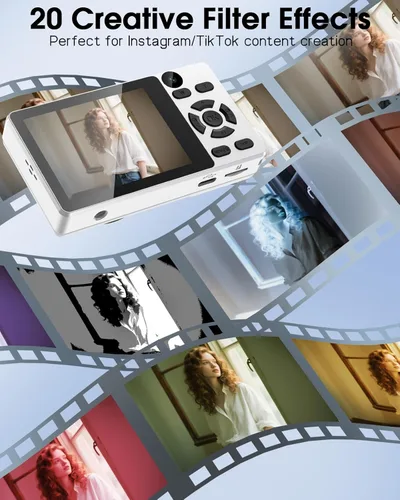 Miniatura 8 de Cámara Digital con Lente Frontal y Trasera, Cámara de Enfoque Automático de 64MP 4K para Fotografía con Tarjeta de 32GB, Cámara Compacta Portátil