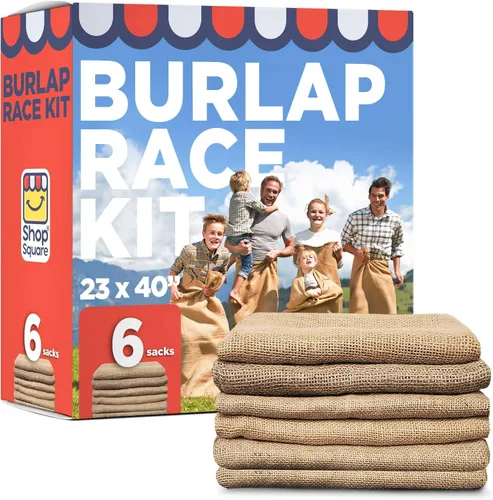 Shop Square Bolsas de carreras de sacos de papa, 23 x 40 pulgadas, juego de 6, divertidos sacos de arpillera para niños y adultos, perfectas para el