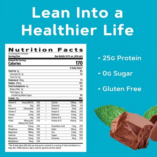 Miniatura 6 de GNC Total Lean - Batido magro de chocolate y menta, 14 onzas, 12 botellas
