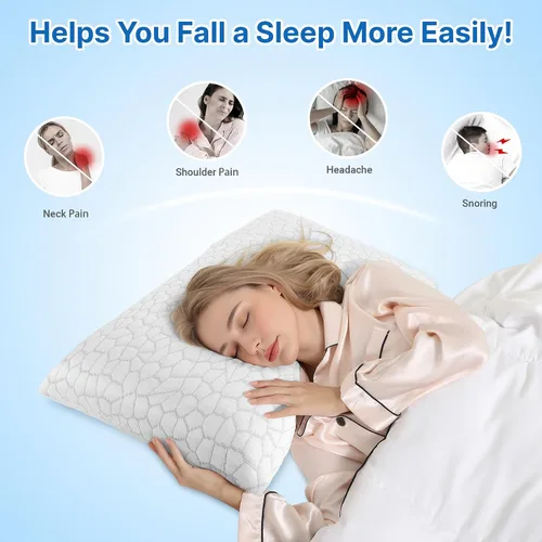Miniatura 6 de Almohadas de espuma viscoelástica, almohada de cama para dormir de lado, espalda y boca abajo, almohada cervical para dormir con funda extraíble