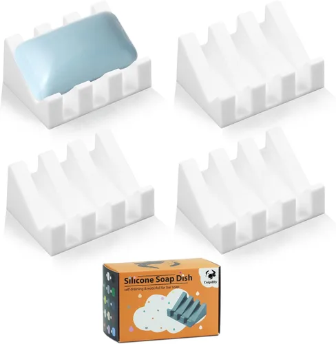 Miniatura 24 de Jabonera Autodrenante con Soporte, Jabonera de Silicona, para Baño, Cocina, Esponjas, Puede Extender la Vida del Jabón, Mantiene las Barras de Jabón