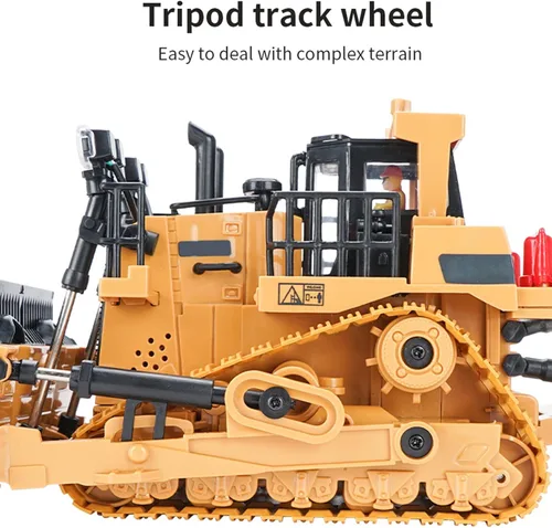 Miniatura 9 de Goolsky Bulldozer de control remoto, 11 canales Metal RC Bulldozer con luces y sonido 1/20 2.4GHz bulldozers vehículos de construcción con 2