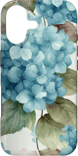 Watercolor Shabby Chic Blue Hydrangeas Flower Case for iPhone 17