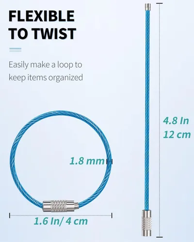 Miniatura 3 de Uniclife 4 Inch Wire Keychain Cable Large Stainless Steel Key Ring Loop Holder for Luggage Tag Keeper for Travel