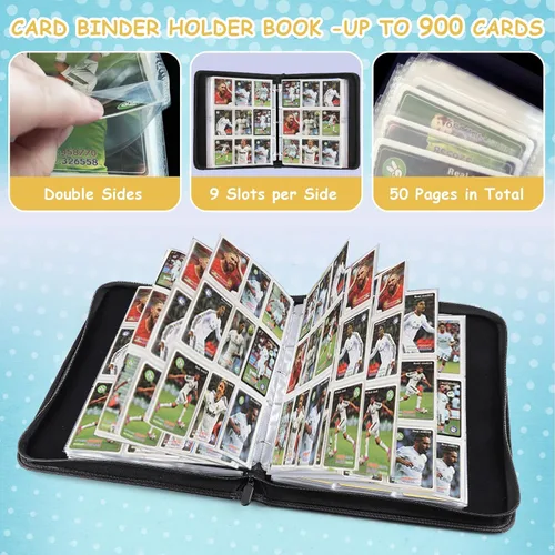 Miniatura 5 de Carpeta de tarjetas intercambiables, carpeta de álbum de colección de tarjetas con 720 bolsillos laterales de carga, carpeta de álbum de 9 bolsillos