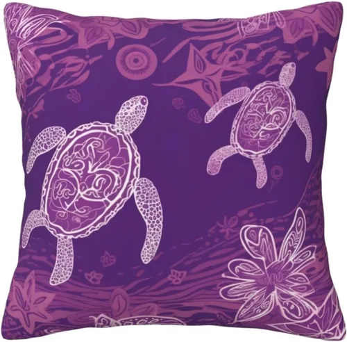 Miniatura 7 de Hawaii con estampado de tortuga marina morada, fundas de almohada modernas, fundas de almohada cuadradas decorativas suaves para decoración