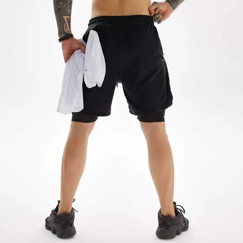 Miniatura 4 de JWJ Men's 2 in 1 Workout Running Shorts 7 Inch Lightweight Athletic Gym Shorts with Compression Liner