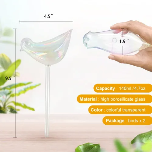 Miniatura 5 de KiKiHeim 2 globos de riego para plantas, dispositivos de riego automático de plantas de vidrio coloridos, globos de riego automático
