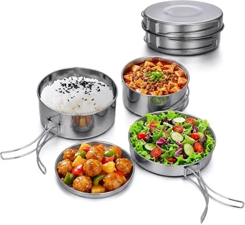 Miniatura 3 de BeGrit Mochilero Camping Cookware Mini Picnic Camping Cooking Mess Kit con Olla y Pan Set para Senderismo