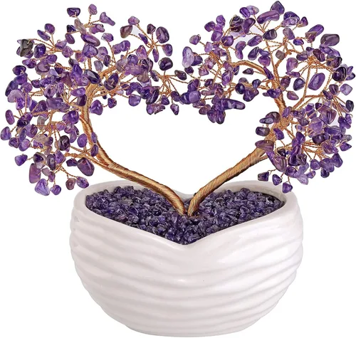 Miniatura 13 de Jovivi Árbol bonsái de cristal natural con forma de corazón y piedras preciosas curativas para ceremonia de boda, reiki, equilibrio energético