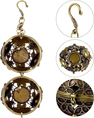 Miniatura 2 de GANAZONO Quemador de incienso colgante con cadena, quemador de incienso de latón con tapa, forma de bola, manualidades para resina y carbón