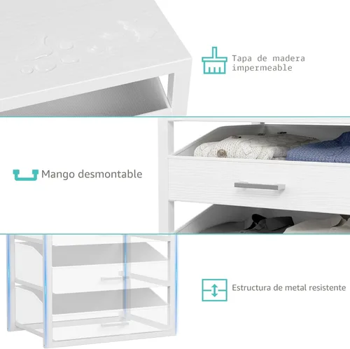 Miniatura 5 de BOLUO Cajones de armario blancos con 3 cajones para organizadores de clóset y almacenamiento de dormitorio dormitorio moderno