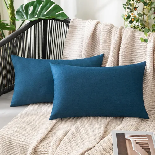 Miniatura 44 de MIULEE Paquete de 2 fundas decorativas para almohadas de exterior, sólidas, impermeables, de lino sintético, estilo granja de jardín, fundas de Óxido