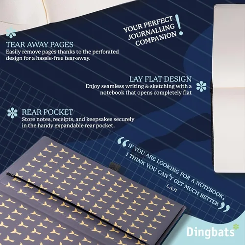 Miniatura 5 de Dingbats - Cuaderno extra grande con puntos de vida silvestre, ballena azul, A4, cuaderno de tapa dura, piel sintética, papel perforado, crema a