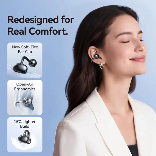 Miniatura 3 de Kinglucky Auriculares con Clip Mejorados Ajuste Cómodo y Sonido Cristalino, 50H de Reproducción Auriculares Abiertos Bluetooth 5.4 Inalámbricos
