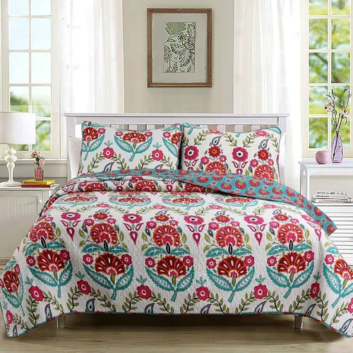 Miniatura 15 de Cozy Line Home Fashions - Juego de ropa de cama reversible de 100% algodón con diseño de patchwork real, estilo cottage francés, floral, colcha
