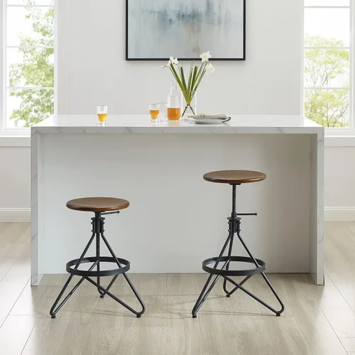 Miniatura 6 de Crosley Furniture Kalen Taburete giratorio de altura ajustable con asiento de madera, marrón/negro mate