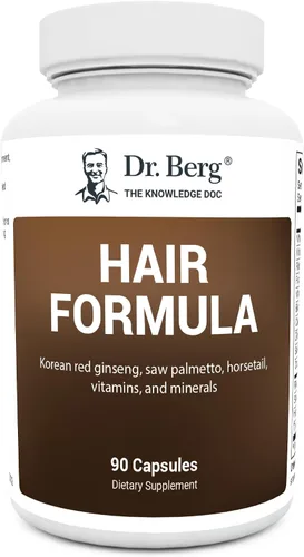 Dr. Berg's Vitaminas todo en uno para el crecimiento del cabello para hombres y mujeres – Fórmula avanzada para el cabello incluye biotina, palma de