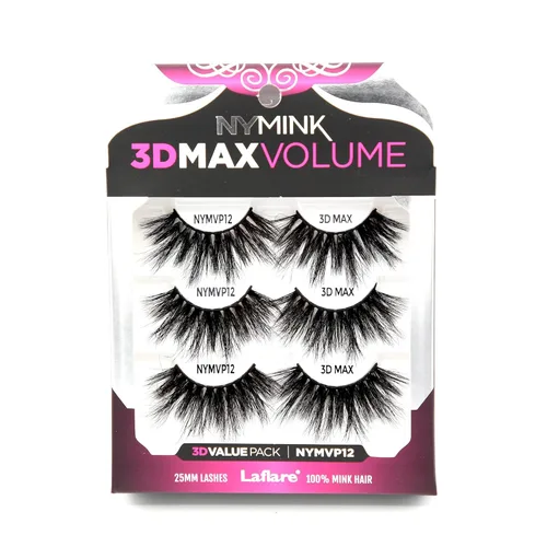 Miniatura 13 de Laflare 3D NY MAX VOLUME - Estilos dramáticos de 0.787-0.984 in de largo, pestañas de pelo de visón 100% real, maquillaje de lujo, natural, ligero