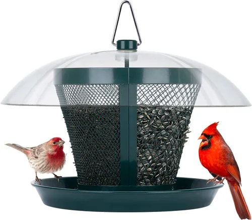 Miniatura 11 de Comedero para pájaros Kingsyard para exterior, comedero de malla metálica de doble uso para pájaros silvestres con cúpula resistente a