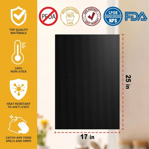 Miniatura 2 de Revestimientos para horno para la parte inferior del horno, paquete de 2 tapetes grandes gruesos resistentes 100% antiadherentes reutilizables