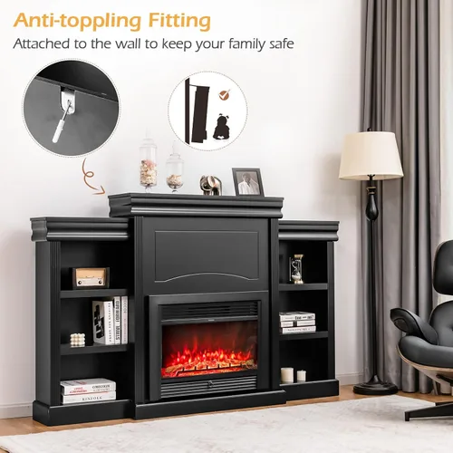 Miniatura 6 de Tangkula Soporte de mantel independiente de 70 pulgadas, gabinete moderno con chimenea para sala de estar, dormitorio, mesa consola de madera