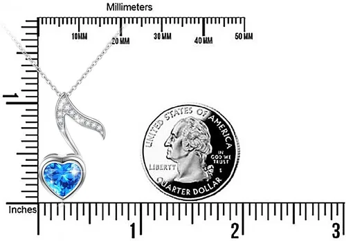 Miniatura 6 de (Dije para collar de nota musical) De plata de ley 925 para mujeres y niñas, 18.0in